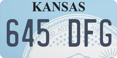 KS license plate 645DFG