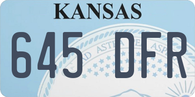 KS license plate 645DFR