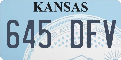 KS license plate 645DFV