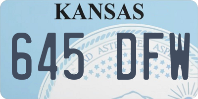 KS license plate 645DFW