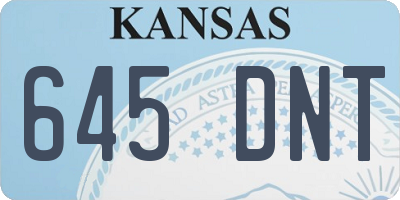 KS license plate 645DNT