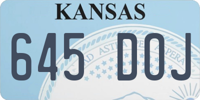 KS license plate 645DOJ