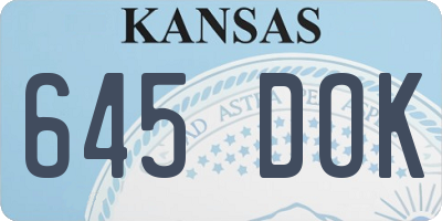KS license plate 645DOK