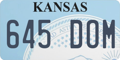 KS license plate 645DOM