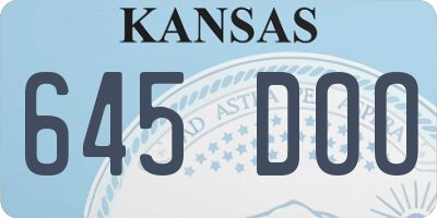 KS license plate 645DOO