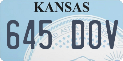 KS license plate 645DOV