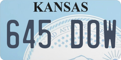 KS license plate 645DOW