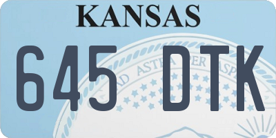 KS license plate 645DTK