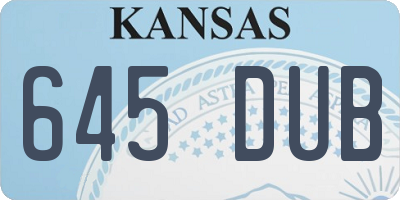 KS license plate 645DUB