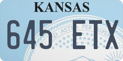 KS license plate 645ETX