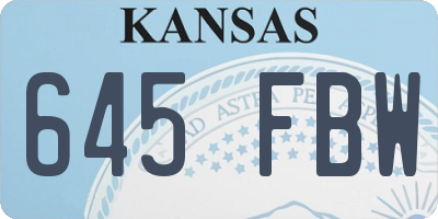 KS license plate 645FBW