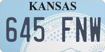 KS license plate 645FNW