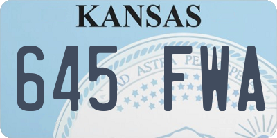 KS license plate 645FWA
