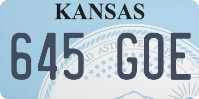 KS license plate 645GOE