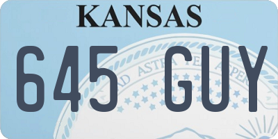 KS license plate 645GUY