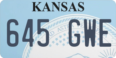 KS license plate 645GWE