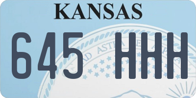 KS license plate 645HHH