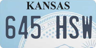 KS license plate 645HSW