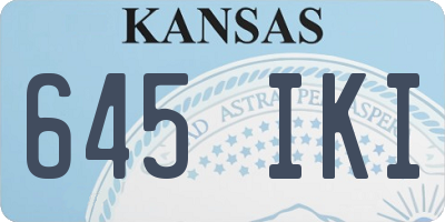 KS license plate 645IKI