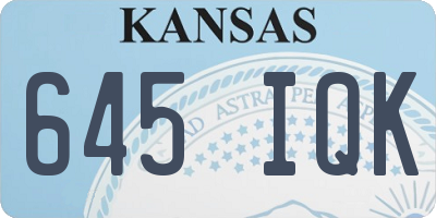 KS license plate 645IQK