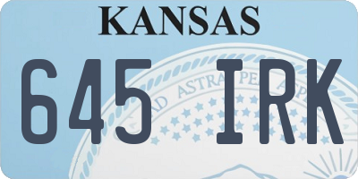 KS license plate 645IRK