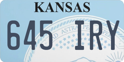 KS license plate 645IRY