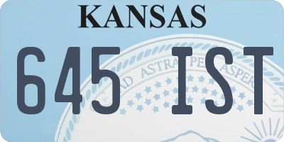 KS license plate 645IST