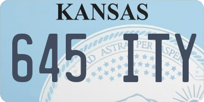 KS license plate 645ITY
