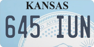 KS license plate 645IUN