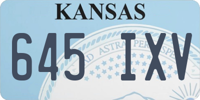 KS license plate 645IXV