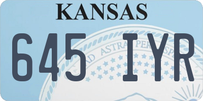 KS license plate 645IYR