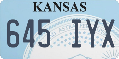 KS license plate 645IYX