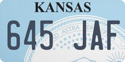 KS license plate 645JAF