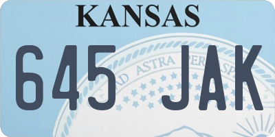 KS license plate 645JAK