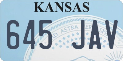 KS license plate 645JAV