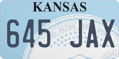 KS license plate 645JAX
