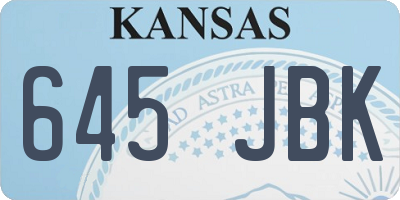 KS license plate 645JBK