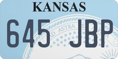 KS license plate 645JBP