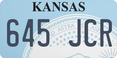 KS license plate 645JCR