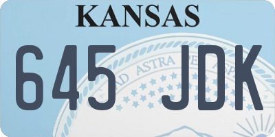 KS license plate 645JDK