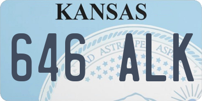 KS license plate 646ALK