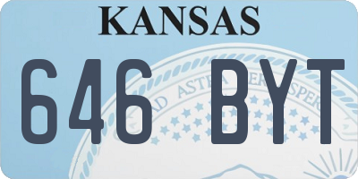KS license plate 646BYT