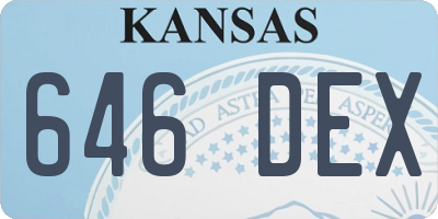 KS license plate 646DEX