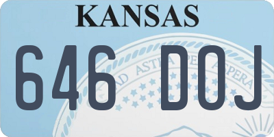 KS license plate 646DOJ