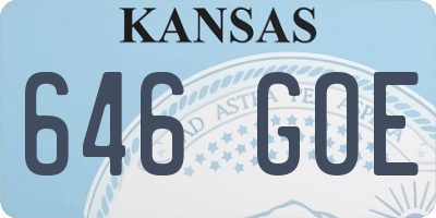 KS license plate 646GOE