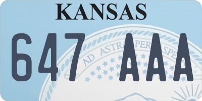 KS license plate 647AAA