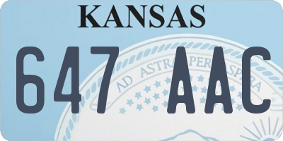 KS license plate 647AAC