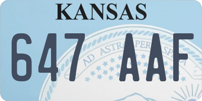 KS license plate 647AAF