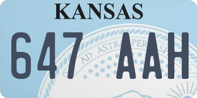 KS license plate 647AAH