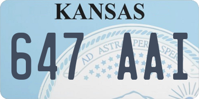 KS license plate 647AAI